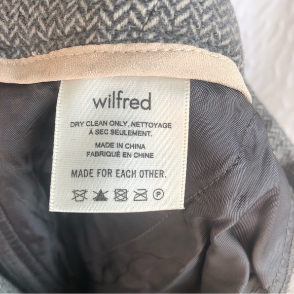 Aritzia Wilfred Dark Grey Herringbone Easy Pant High-Rise Wool Cashmere Trousers - Picture 13 of 15